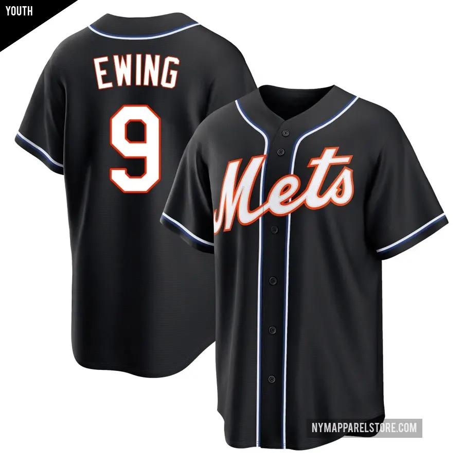 Youth New York Mets ＃9 A.J. Ewing Replica Black Fashion Out Jersey