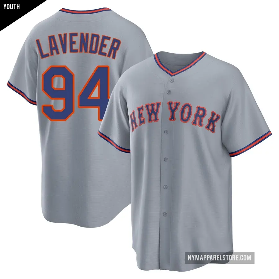 Youth New York Mets ＃94 Nate Lavender Replica Gray Away 2.0 Jersey